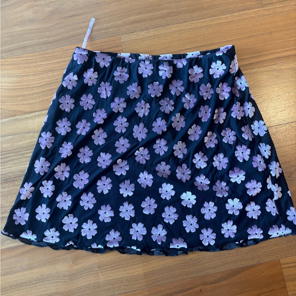 Blue Blush Black and Purple Floral Mini Skirt